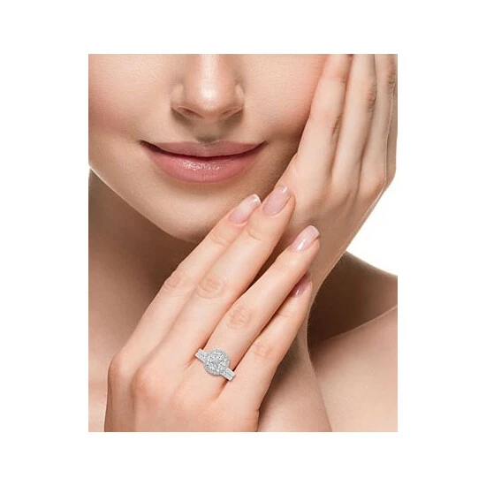 Cheap 🔥 EFFY Collection EFFY® Diamond Multi-Cut Halo Cluster Bridal Set (1-1/2 Ct. T.w.) In 14k White Gold ✨ - Image 3