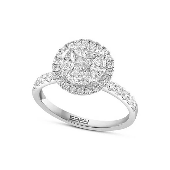 Cheap 🔥 EFFY Collection EFFY® Diamond Multi-Cut Halo Cluster Bridal Set (1-1/2 Ct. T.w.) In 14k White Gold ✨ - Image 6