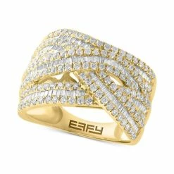 Flash Sale ⌛ EFFY Collection EFFY® Diamond Baguette & Round Multirow Crossover Ring (1-1/2 Ct. T.w.) In 14k Gold Yellow Gold 🤩