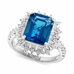 Cheap 🥰 EFFY Collection EFFY® London Blue Topaz (4-7/8 Ct. T.w.) & Diamond (1/4 Ct. T.w.) Halo Ring In 14k White Gold (Also Available In Amethyst & Citrine) 🔥