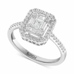 Best deal ✨ EFFY Collection EFFY® HEMATIAN Diamond Baguette Halo Cluster Engagement Ring (5/8 Ct. T.w.) In 18k White Gold 👍