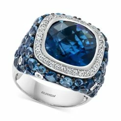 Outlet ⭐ EFFY Collection EFFY® Blue Topaz (12-5/8 Ct. T.w.) & White Sapphire (1/2 Ct. T.w.) Statement Ring In Sterling Silver 😀