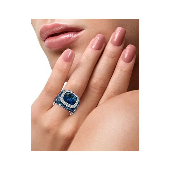 Outlet ⭐ EFFY Collection EFFY® Blue Topaz (12-5/8 Ct. T.w.) & White Sapphire (1/2 Ct. T.w.) Statement Ring In Sterling Silver 😀 - Image 2