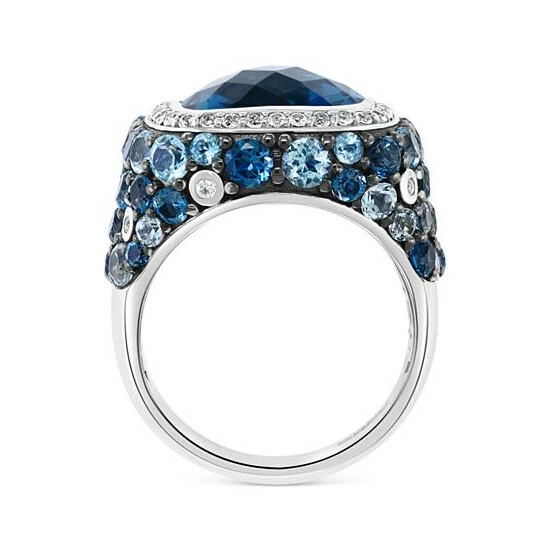 Outlet ⭐ EFFY Collection EFFY® Blue Topaz (12-5/8 Ct. T.w.) & White Sapphire (1/2 Ct. T.w.) Statement Ring In Sterling Silver 😀 - Image 3