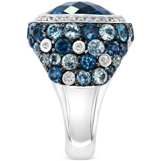 Outlet ⭐ EFFY Collection EFFY® Blue Topaz (12-5/8 Ct. T.w.) & White Sapphire (1/2 Ct. T.w.) Statement Ring In Sterling Silver 😀 - Image 4