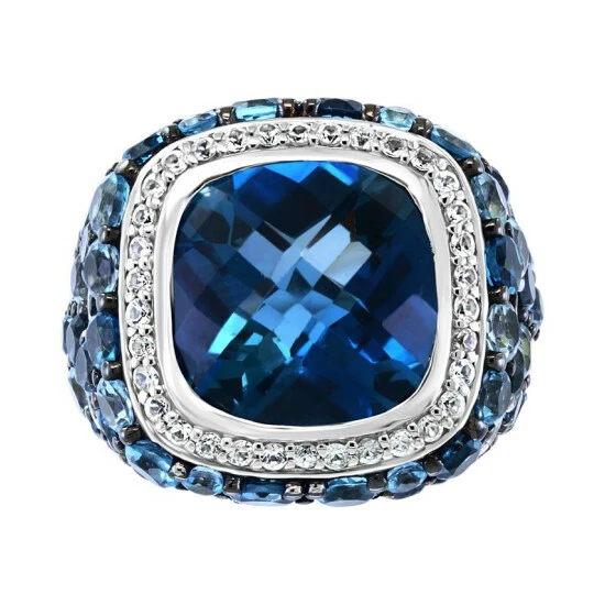 Outlet ⭐ EFFY Collection EFFY® Blue Topaz (12-5/8 Ct. T.w.) & White Sapphire (1/2 Ct. T.w.) Statement Ring In Sterling Silver 😀 - Image 5