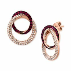 Top 10 😍 EFFY Collection EFFY® Ruby (3/8 Ct. T.w.) & Diamond (5/8 Ct. T.w.) Interlocking Circle Drop Earrings In 14k Rose Gold ❤️