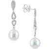 Cheapest ⭐ EFFY Collection EFFY® Freshwater Pearl (9-1/2mm) & Diamond (1/3 Ct. T.w.) Drop Earrings In 14k White Gold 🛒