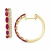 Best Pirce ✔️ EFFY Collection EFFY® Ruby (1-1/5 Ct. T.w.) & Diamond (3/8 Ct. T.w.) Double Row Small Hoop Earrings In 14k Gold, 0.8 👍