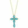 Budget 💯 EFFY Collection EFFY® Turquoise & Diamond (1/5 Ct. Tw.) Cross 18 Pendant Necklace In 14k Gold 14k Yellow Gold 🎉