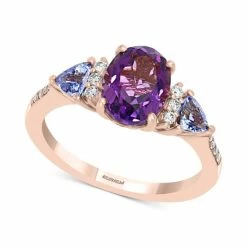 Discount 😀 EFFY Collection EFFY® Amethyst (1-5/8 Ct. T.w.), Tanzanite (3/4 Ct. T.w.) & Diamond (1/10 Ct. T.w.) Ring In 14k Rose Gold 😍