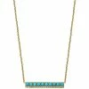 Cheapest 🛒 EFFY Collection EFFY® Turquoise & Diamond (1/20 Ct. T.w.) Bar Necklace In 14k Gold, 16 + 2 Extender 14k Yellow Gold ✨
