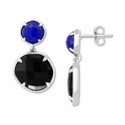 Hot Sale 🎁 EFFY Collection EFFY® Lapis Lazuli & Onyx Drop Earrings In Sterling Silver ⭐