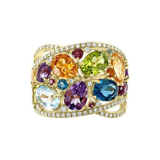 Brand new 🥰 EFFY Collection EFFY® Multi-Gemstone (7-1/4 Ct. T.w.) & Diamond (1/3 Ct. T.w.) Statement Ring In 14k Gold 🎉 - Image 3