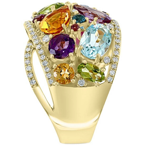 Brand new 🥰 EFFY Collection EFFY® Multi-Gemstone (7-1/4 Ct. T.w.) & Diamond (1/3 Ct. T.w.) Statement Ring In 14k Gold 🎉 - Image 4