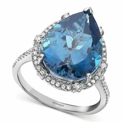 Best deal 🎁 EFFY Collection EFFY® London Blue Topaz (9-1/10 Ct. T.w.) & Diamond (1/3 Ct. T.w.) Pear Statement Ring In 14k White Gold 🎁