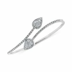 Budget 👍 EFFY Collection EFFY® Diamond Teardrop Bypass Bangle Bracelet (1-5/8 Ct. T.w.) In 18k White Gold 👍