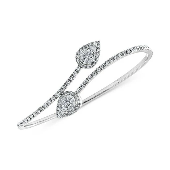 Budget 👍 EFFY Collection EFFY® Diamond Teardrop Bypass Bangle Bracelet (1-5/8 Ct. T.w.) In 18k White Gold 👍