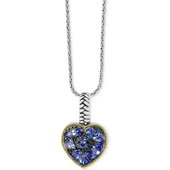 Cheapest ⭐ EFFY Collection EFFY® Tanzanite Heart 18 Pendant Necklace (2-1/5 Ct. T.w.) In Sterling Silver & 18k Gold Over Silver 😍