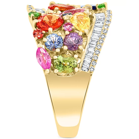 Best Sale 🥰 EFFY Collection EFFY® Multi-Sapphire (3-1/2 Ct. T.w.) & Diamond (1/3 Ct. T.w.) Cluster Statement Ring In 14k Gold Multicolored Sapphire ✨ - Image 6