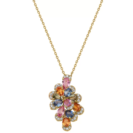 Best reviews of 🎁 EFFY Collection EFFY® Multi-Sapphire (2-1/6 Ct. T.w.) & Diamond (1/6 Ct. T.w.) Flower 16 Pendant Necklace In 14k Gold 🎁 - Image 2