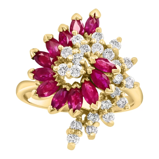 Best deal 🧨 EFFY Collection EFFY® Ruby (1-3/8 Ct. T.w.) & Diamond (5/8 Ct. T.w.) Spiral Cluster Ring In 14k Gold 🛒 - Image 6