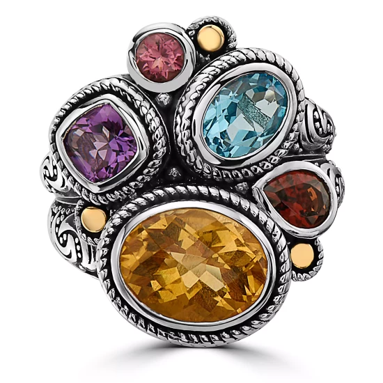 Cheapest 😍 EFFY Collection EFFY® Multi-Gemstone Statement Ring (4-3/4 Ct. T.w.) In Sterling Silver & 18k Gold 🎉 - Image 6