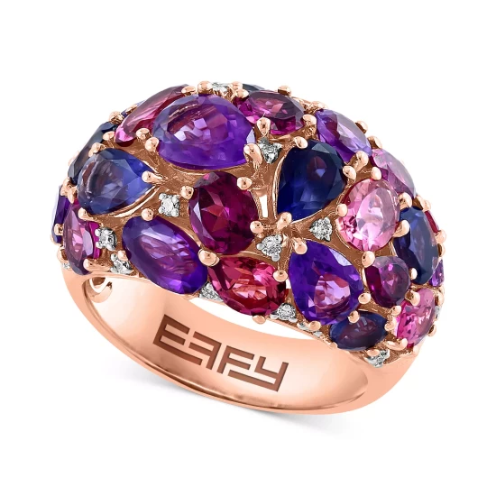 Discount 🌟 EFFY Collection EFFY® Sapphire (1/4 Ct. T.w.) And Diamond (1/6 Ct. T.w.) Evil Eye Ring In 14k White Or Yellow Gold Sapphire/yellow Gold 😀