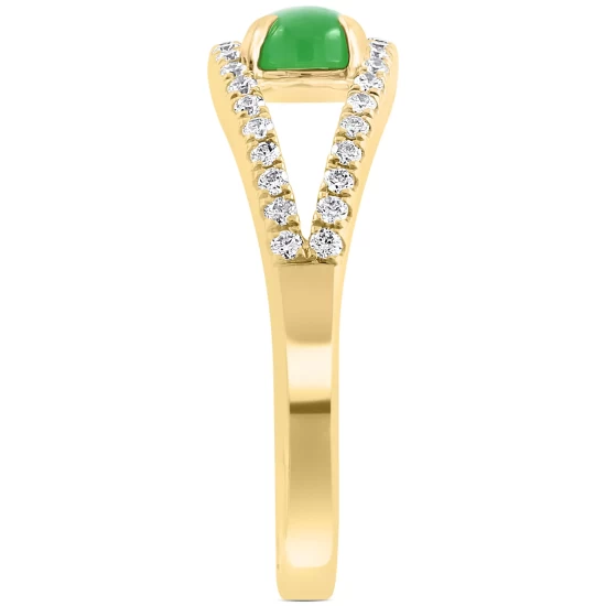 Buy 🛒 EFFY Collection EFFY® Jade & Diamond (1/4 Ct. T.w.) Openwork Ring In 14k Gold 14k Yellow Gold 🎁 - Image 6