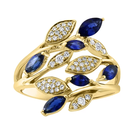 Buy 😀 EFFY Collection EFFY® Sapphire (1-1/6 Ct. T.w.) & Diamond (1/4 Ct. T.w.) Vine Ring In 14k Gold 🔥 - Image 6