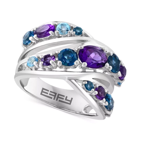 Buy 🧨 EFFY Collection EFFY® Multi-Gemstone Crossover Ring (2-7/8 Ct. T.w.) In Sterling Silver Multi Gemstone 🔔 - Image 2