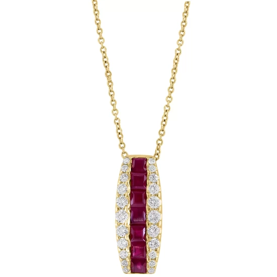 Discount 😀 EFFY Collection EFFY® Ruby (1-1/5 Ct. T.w.) & Diamond (1/2 Ct. T.w.) Vertical 18 Pendant Necklace In 14k Gold 😀 - Image 2