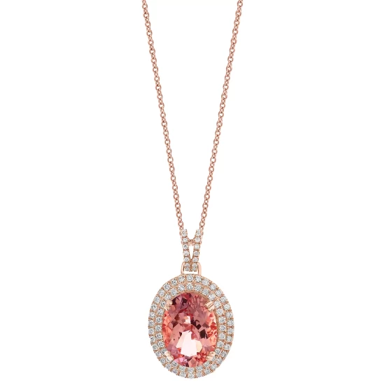 Best reviews of 💯 EFFY Collection EFFY® Morganite (6-1/6 Ct. T.w.) & Diamond (5/8 Ct. T.w.) Halo 18 Pendant Necklace In 14k Rose Gold 🔔 - Image 2