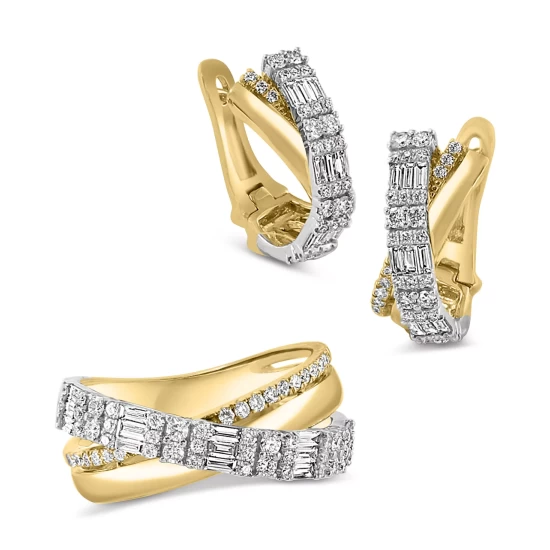 Buy ✨ EFFY Collection EFFY® Diamond Crossover Hoop Earrings (3/4 Ct. T.w.) In 14k Two-Tone Gold Two Toned 🔔 - Image 6