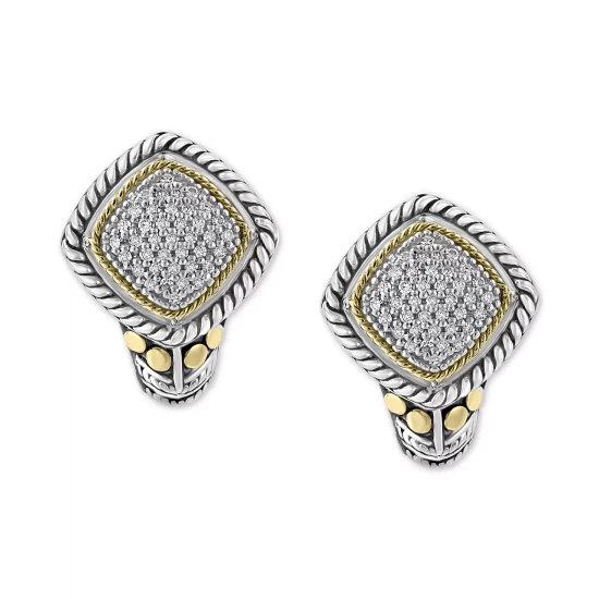 Best Sale 🔔 EFFY Collection EFFY® Diamond Pavé Heart Stud Earrings (1/5 Ct. T.w.) In Sterling Silver & 18k Gold ❤️ - Image 3