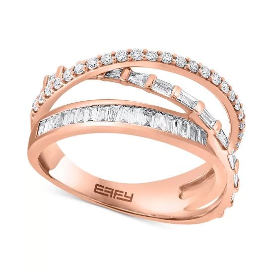 Brand new 🎉 EFFY Collection EFFY® Diamond Baguette & Round Crossover Statement Ring (5/8 Ct. T.w.) In 14k Rose Gold ✨ - Image 2