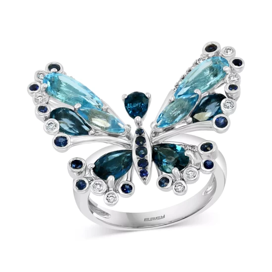 Best Sale 🛒 EFFY Collection EFFY® Multi-Gemstone (5-1/6 Ct. T.w.) & Diamond (1/6 Ct. T.w.) Butterfly Statement Ring In 14k White Gold Multi Gemstones 👍 - Image 2