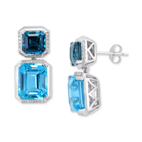 Budget 🔥 EFFY Collection EFFY® Multi-Topaz (14-1/5 Ct.-t.w.) & Diamond (1/6 Ct. T.w.) Drop Earrings In 14k White Gold Multi Topaz 🥰 - Image 2