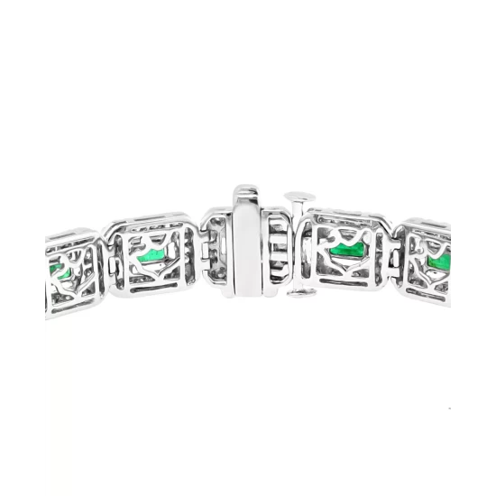Discount 😍 EFFY Collection EFFY® Emerald (4-3/4 Ct. T.w.) & Diamond (1-1/2 Ct. T.w.) Halo Link Bracelet In 14k White Gold 😀 - Image 4
