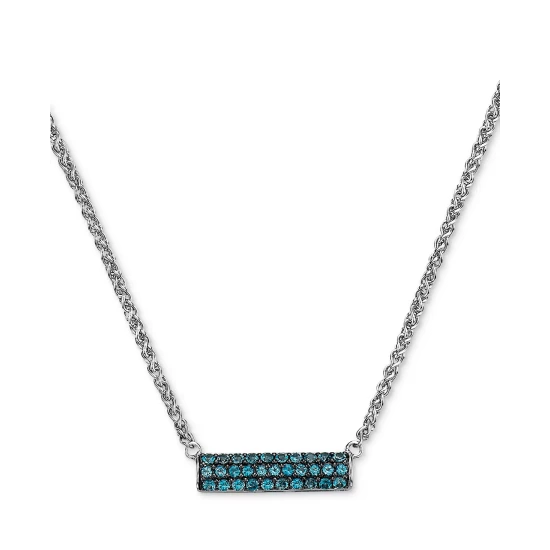 Brand new ✔️ EFFY Collection EFFY® London Blue Topaz Pavé Bar 16 Pendant Necklace (1 Ct. T.w.) In Sterling Silver 🔔 - Image 2