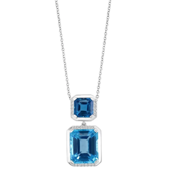 Brand new ⌛ EFFY Collection EFFY® Multi-Topaz (9-3/8 Ct. T.w.) & Diamond (1/10 Ct. T.w.) 18 Pendant Necklace In 14k White Gold Multi Topaz 🛒 - Image 2