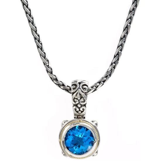 Brand new 🥰 EFFY Collection Balissima By EFFY® Blue Topaz Round Pendant (5-3/4 Ct. T.w.) In 18k Gold And Sterling Silver No Color ⌛ - Image 2
