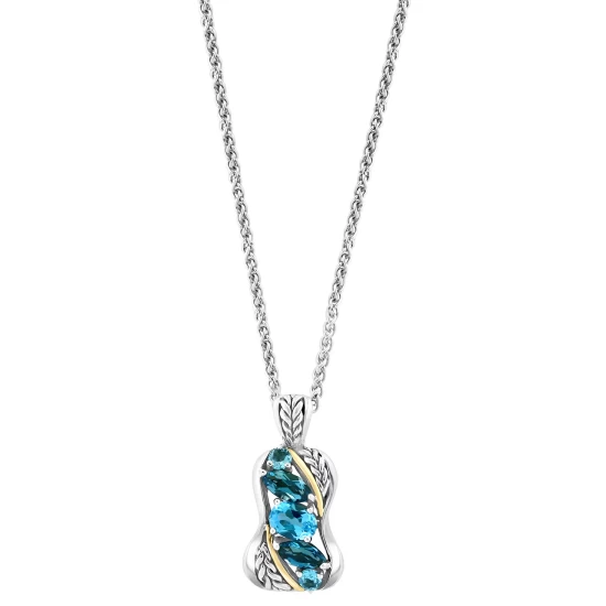 Buy ✨ EFFY Collection EFFY® Blue Topaz 18 Pendant Necklace (3 Ct. T.w.) Sterling Silver & 18k Gold-Plate Multi Color 🎉 - Image 2