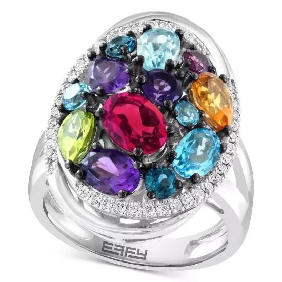 New 🛒 EFFY Collection EFFY® London Blue Topaz Statement Ring (12-1/3 Ct. T.w.) In Sterling Silver & 18k Gold-Plate 🌟 - Image 4