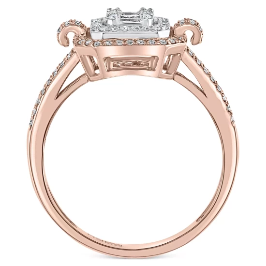 Deals 😀 EFFY Collection EFFY® Diamond Baguette Halo Cluster Ring (3/8 Ct. T.w.) In 14k Rose & White Gold ⭐ - Image 6