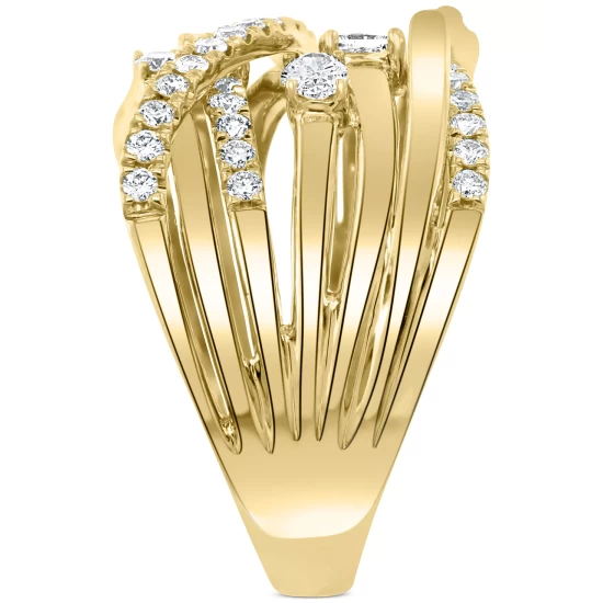 Cheapest ⌛ EFFY Collection EFFY® Diamond Multi-Shape Multirow Crossover Ring (1 Ct. T.w.) In 14k Gold Yellow Gold ⌛ - Image 6