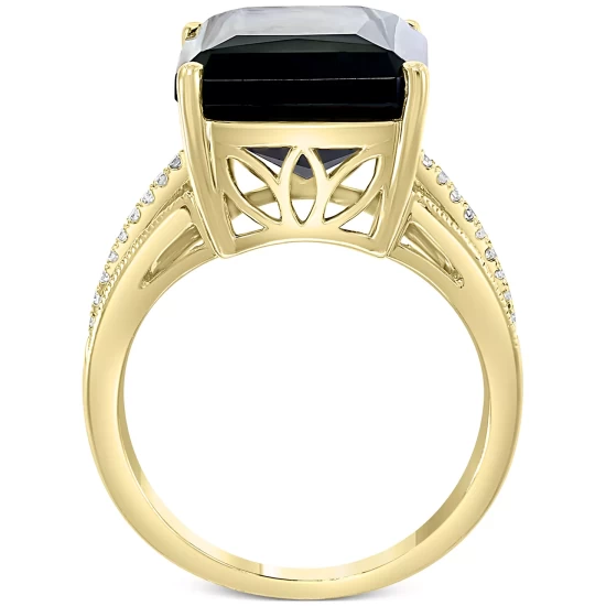 Best Sale ❤️ EFFY Collection EFFY® Onyx & Diamond (3/8 Ct. T.w.) Statement Ring In 14k Gold Yellow Gold ✔️ - Image 6