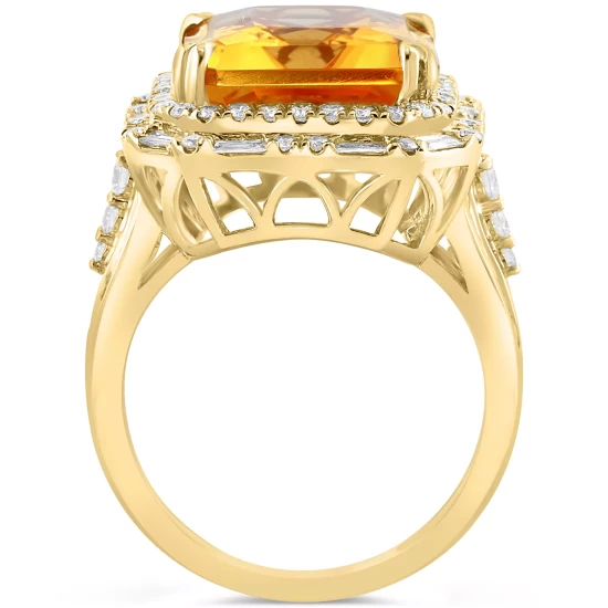 Buy 🌟 EFFY Collection EFFY® Limited Edition Citrine (11-1/2 Ct. T.w.) & Diamond (1-1/3 Ct. T.w.) Halo Ring In 14k Gold 🎉 - Image 5