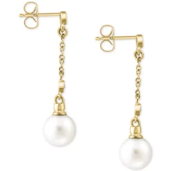 Outlet 😉 EFFY Collection EFFY® Cultured Freshwater Pearl (10 X 7mm) Threader Earrings In 14k Gold 🎉