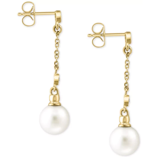 Outlet 😉 EFFY Collection EFFY® Cultured Freshwater Pearl (10 X 7mm) Threader Earrings In 14k Gold 🎉